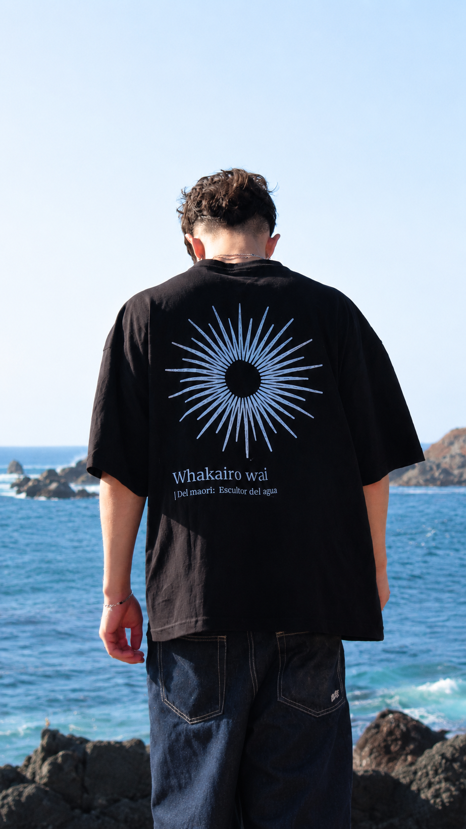 Polera Oversize: Whakairo wai